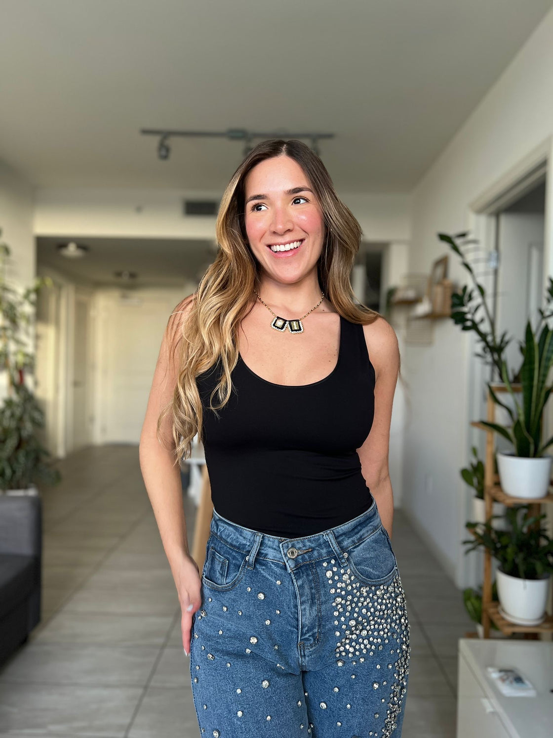 Top basic black flannel