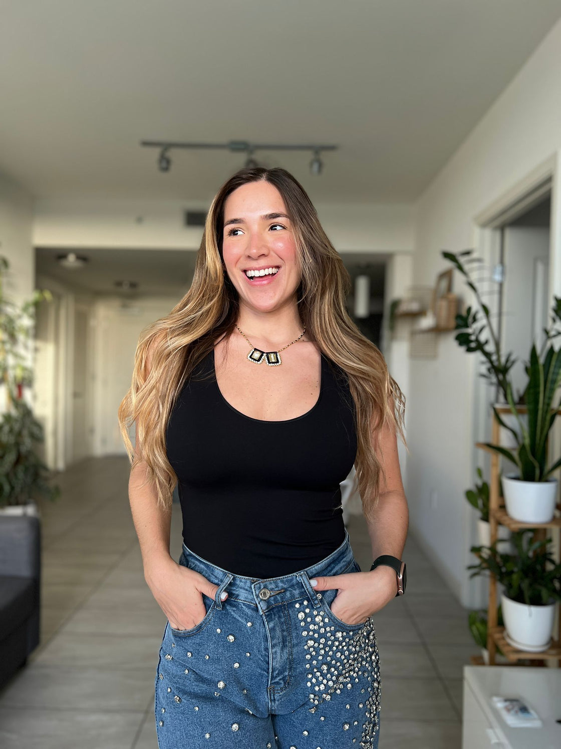 Top basic black flannel