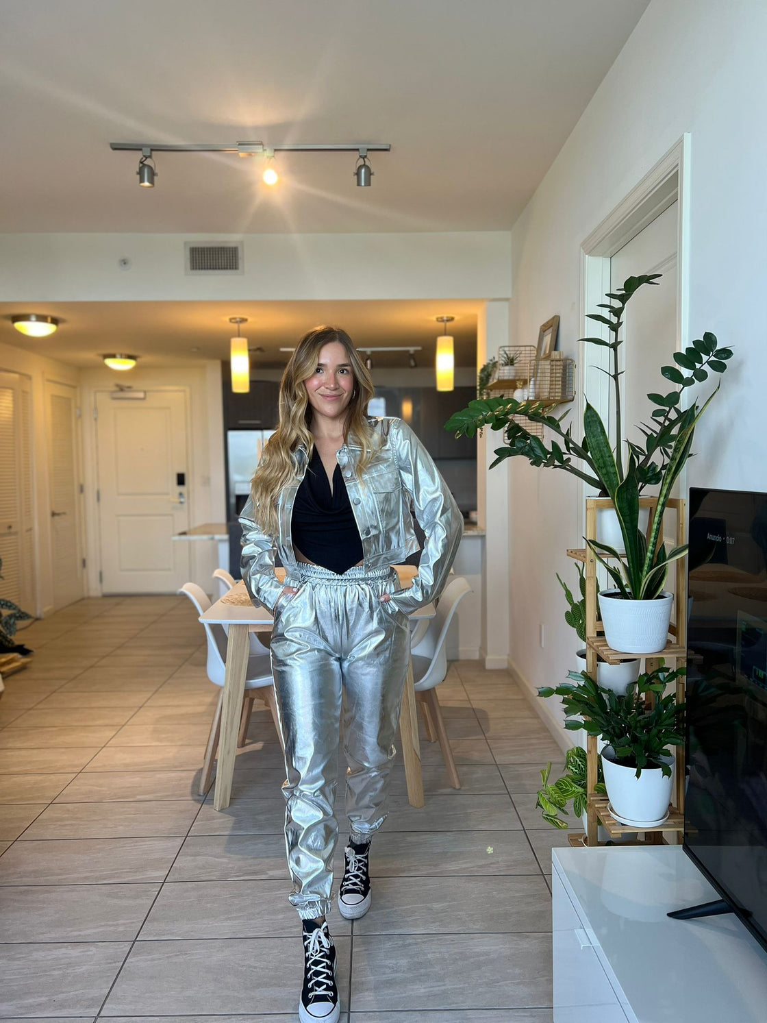 Jogger pants silver and gold