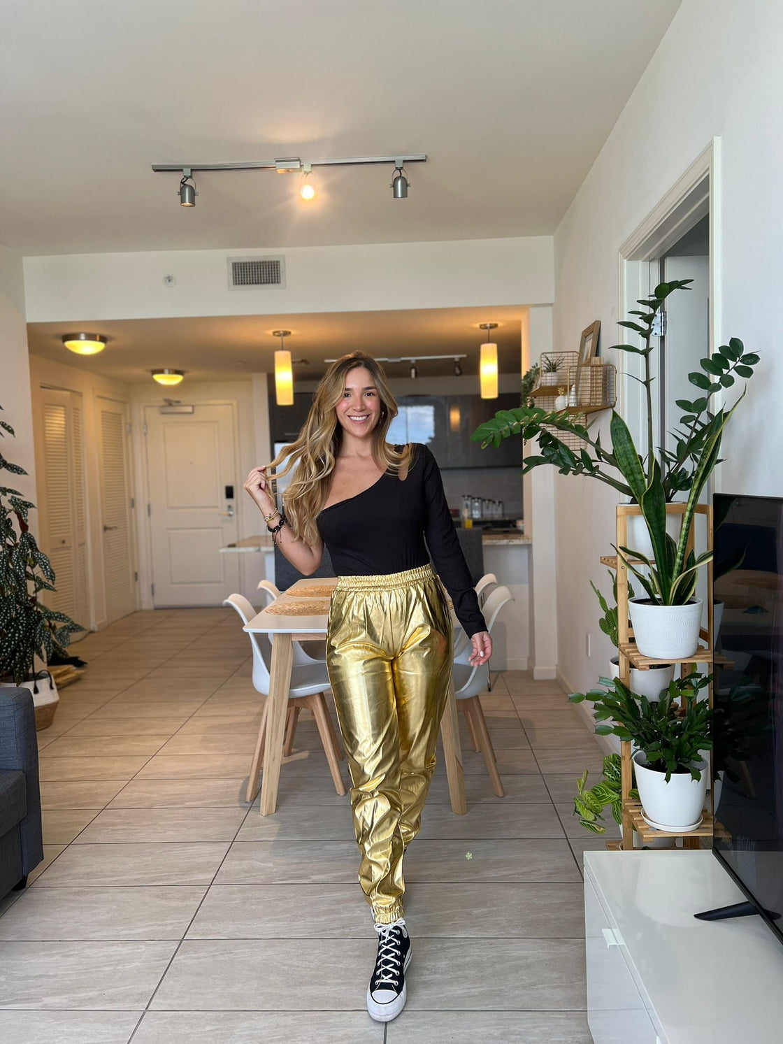 Jogger pants silver and gold