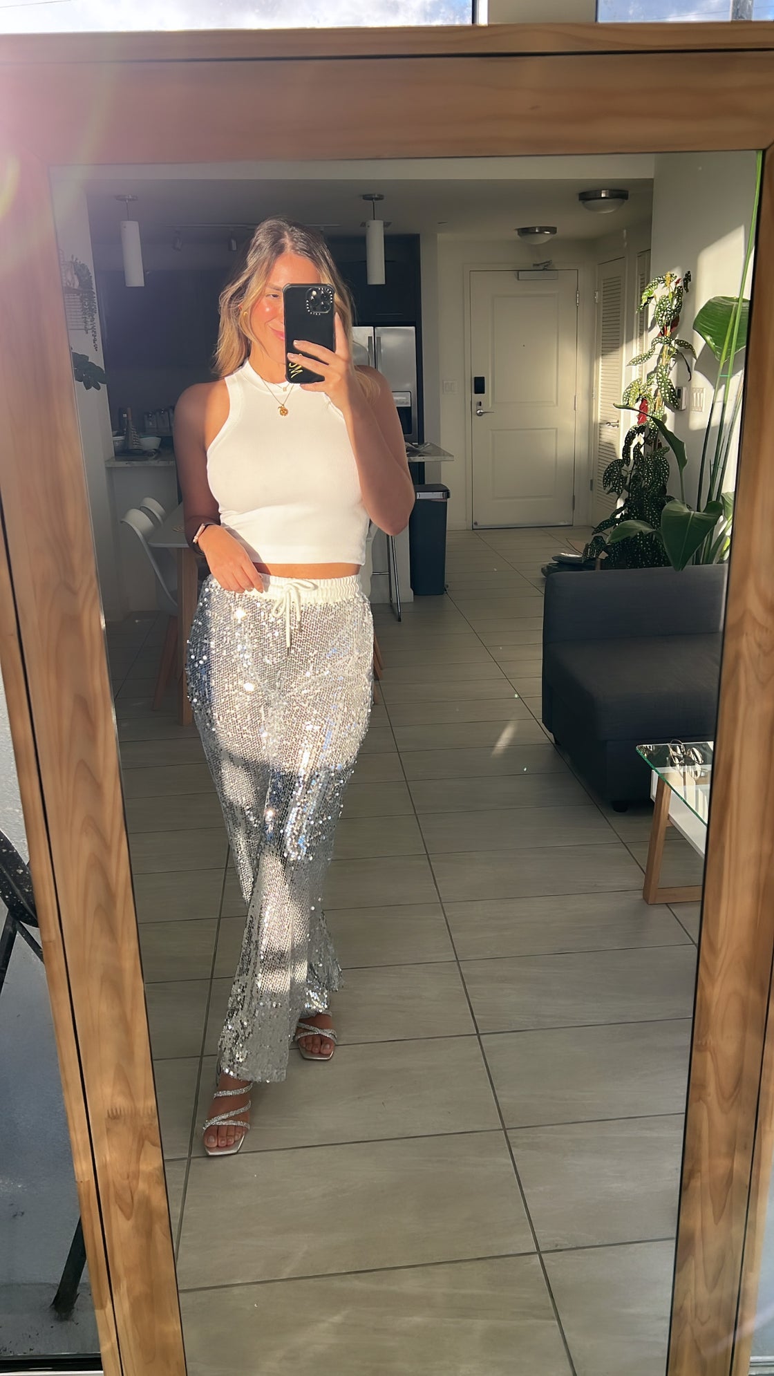 Pants. silver sequin pants