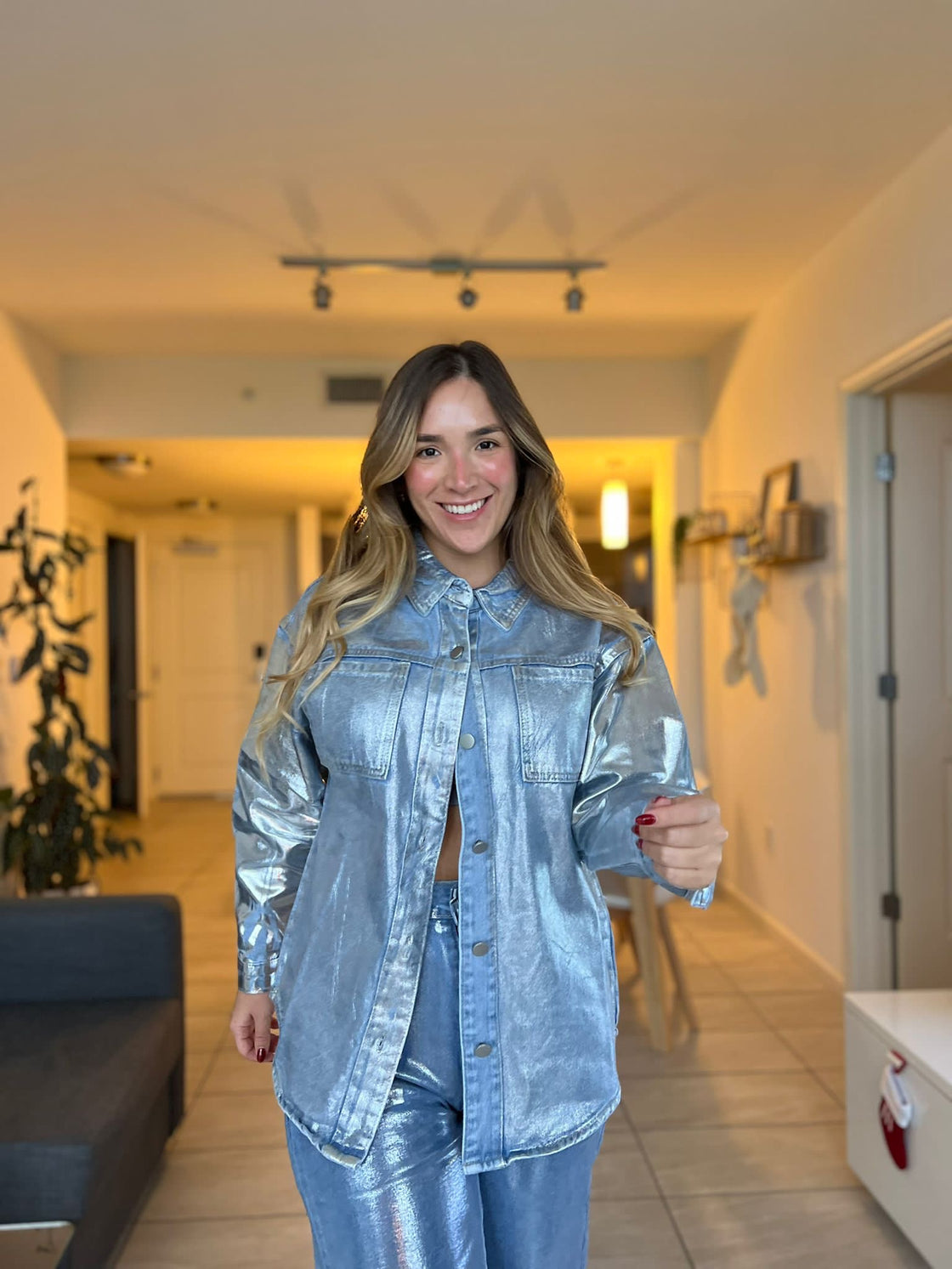 jacket Jean blue foil metalic