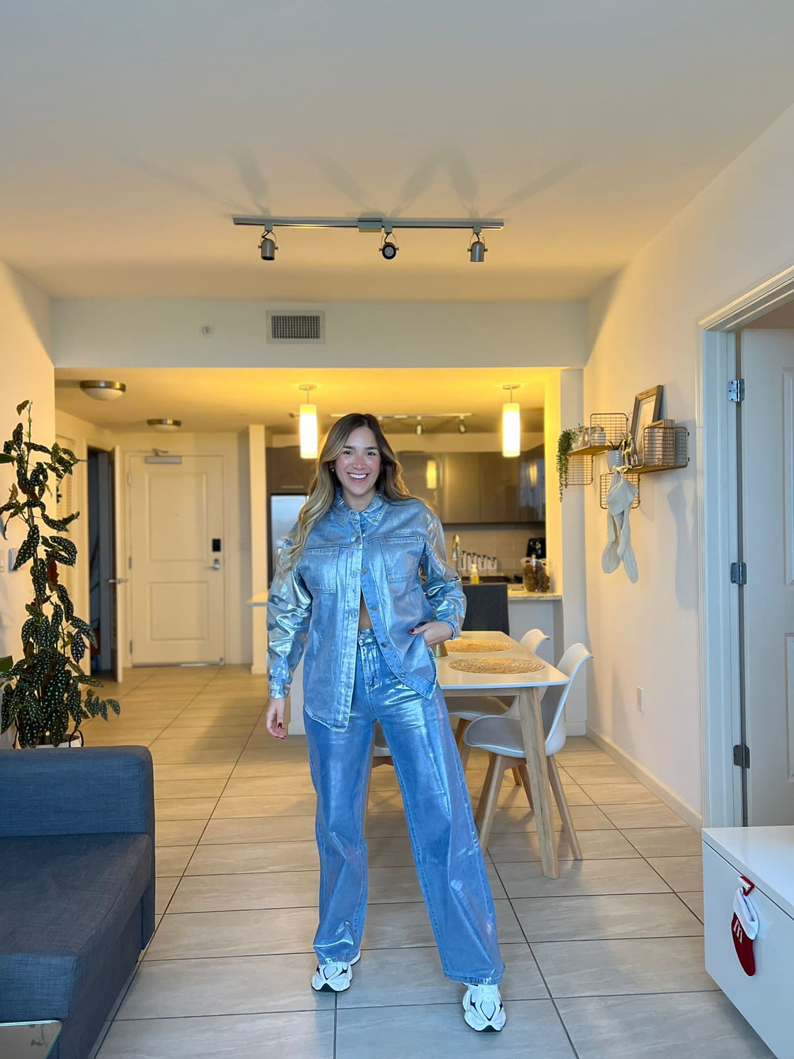 jacket Jean blue foil metalic