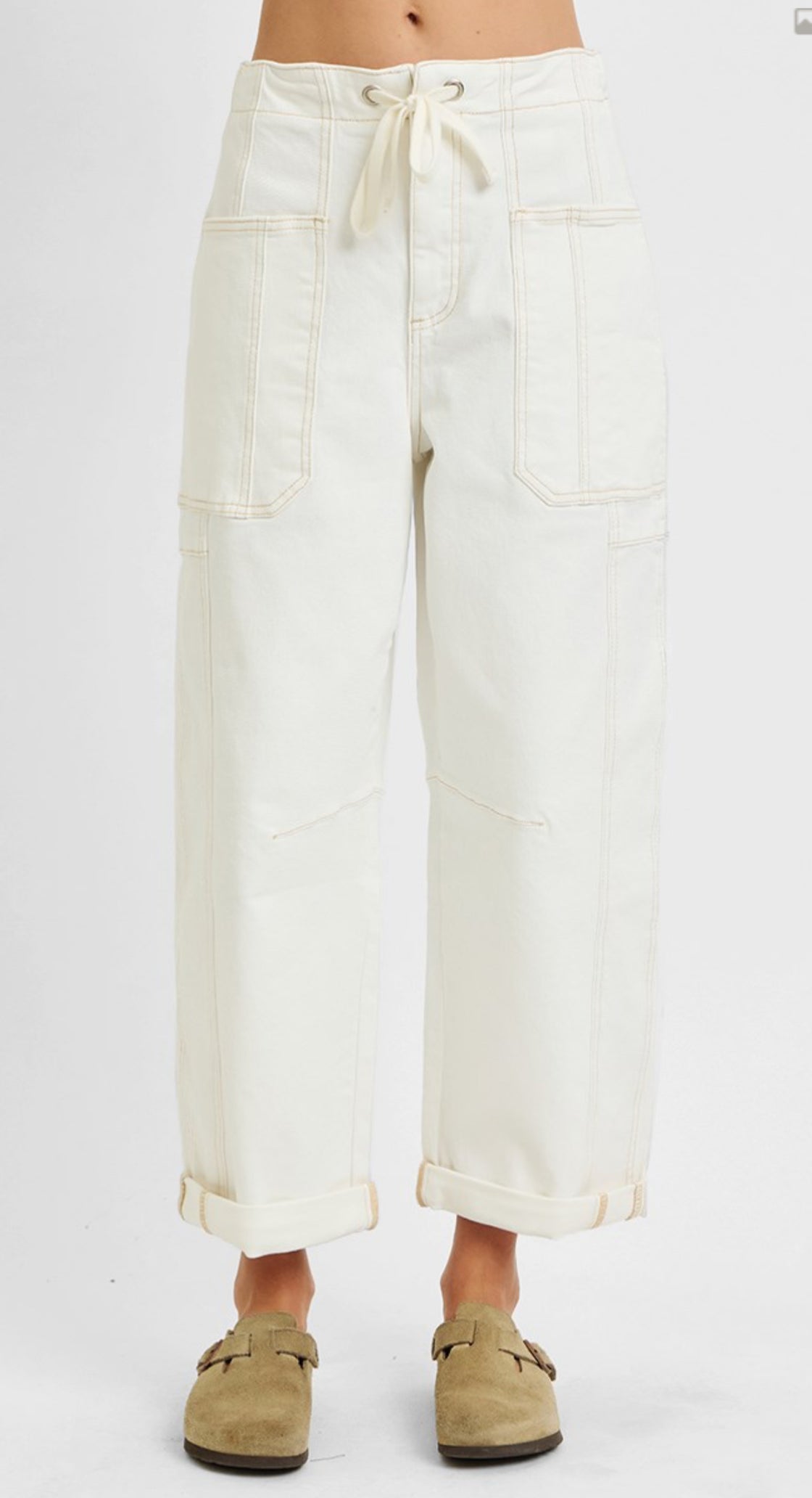Jean barrel white