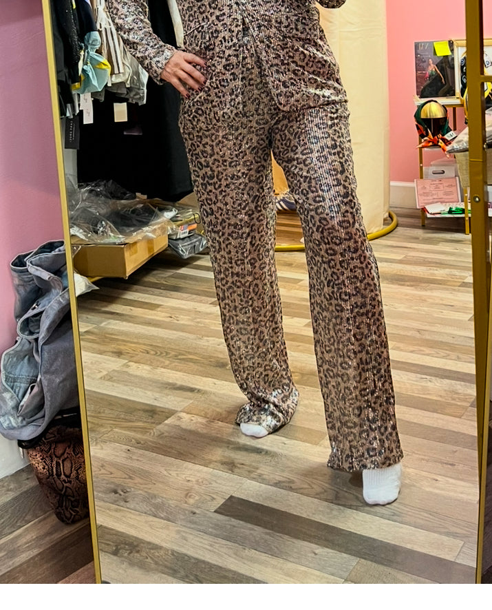 Pants. animal print sequin pants