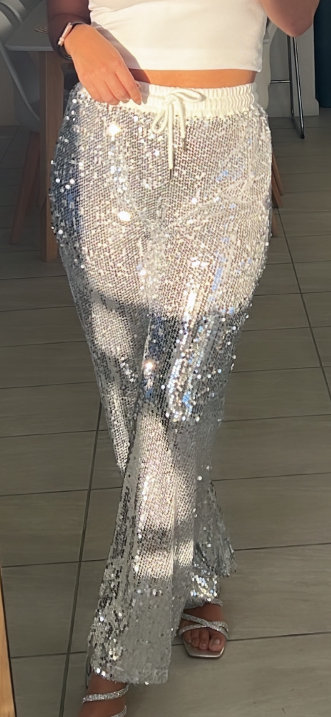 Pants. silver sequin pants