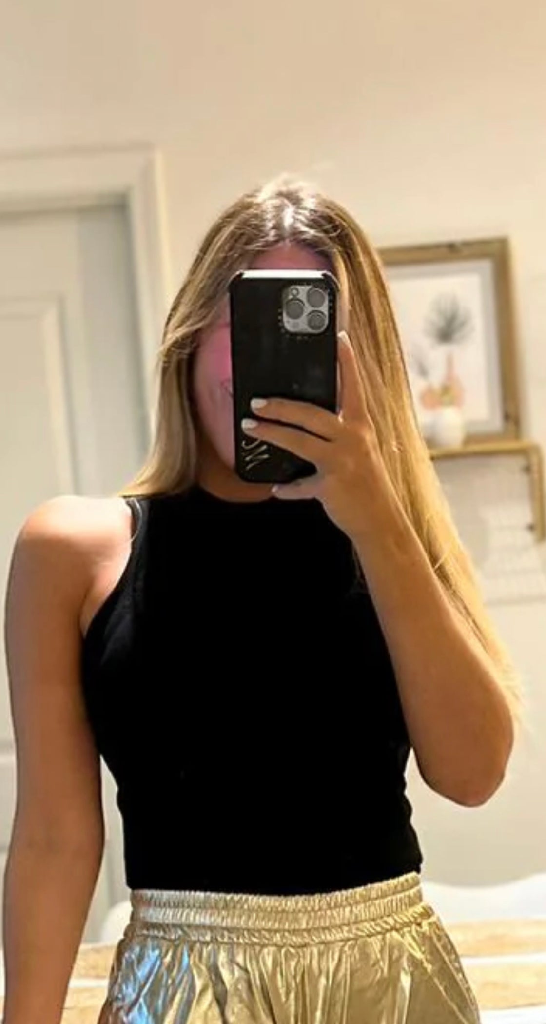 Basic top white / black/orange