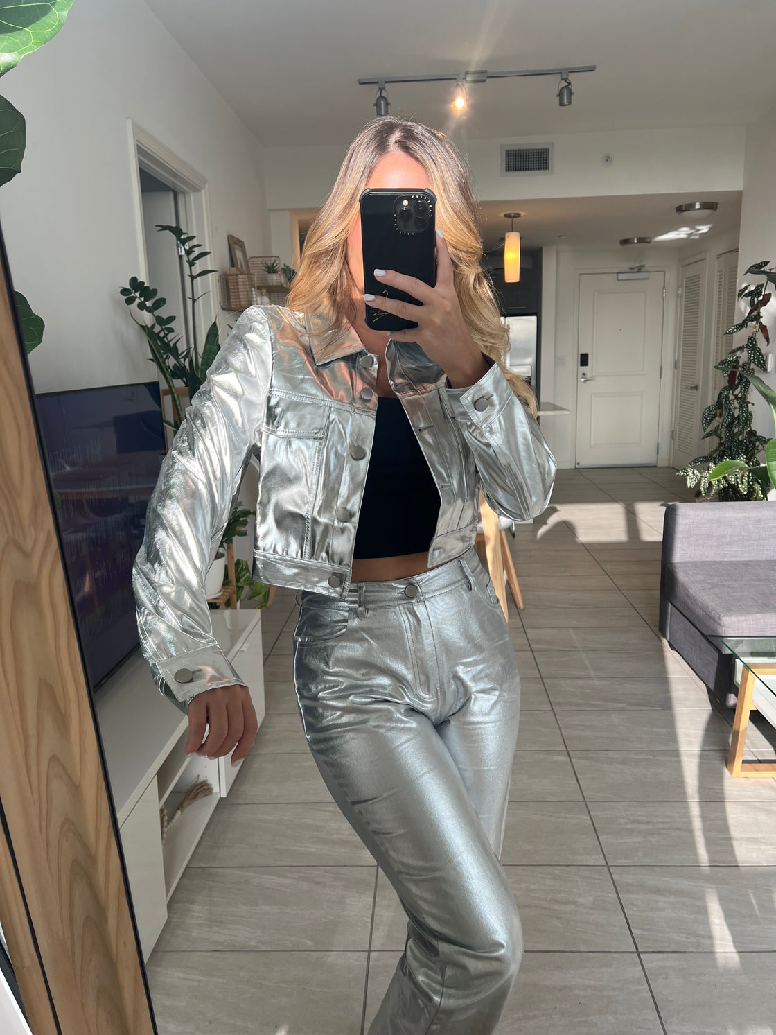 silver metallic jacket