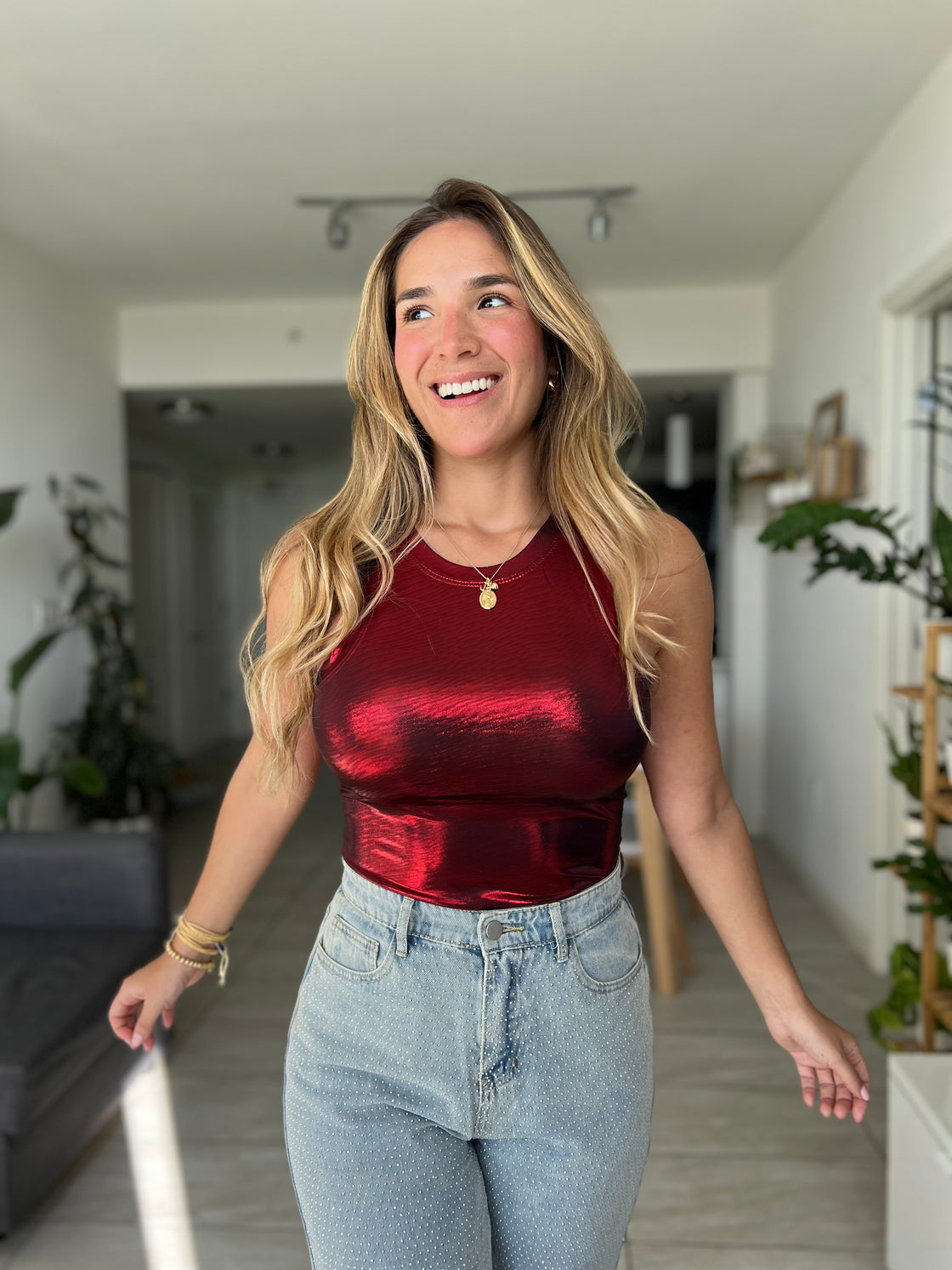 metallic flannel armhole sleeve