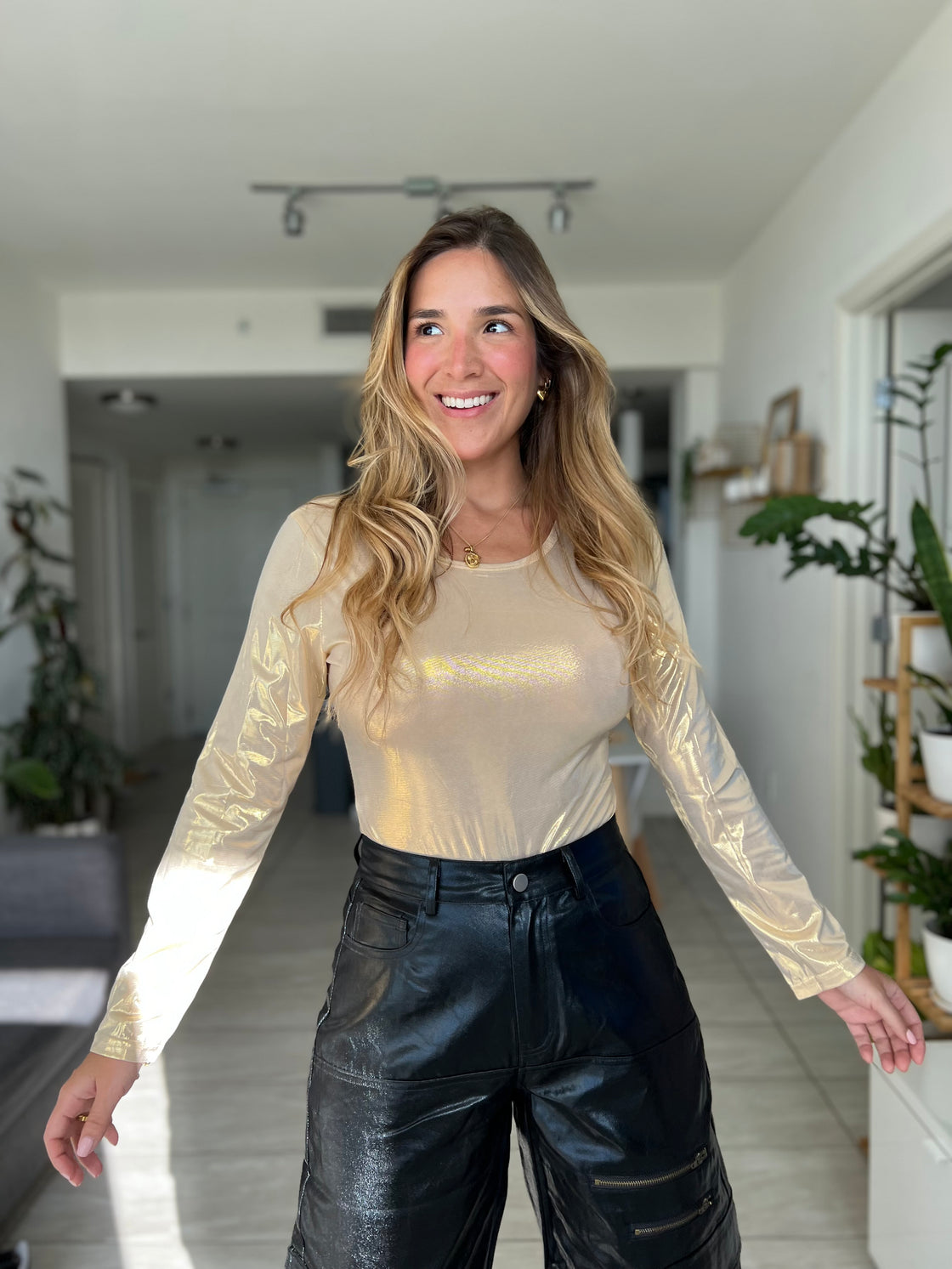 metallic gold bodysuit
