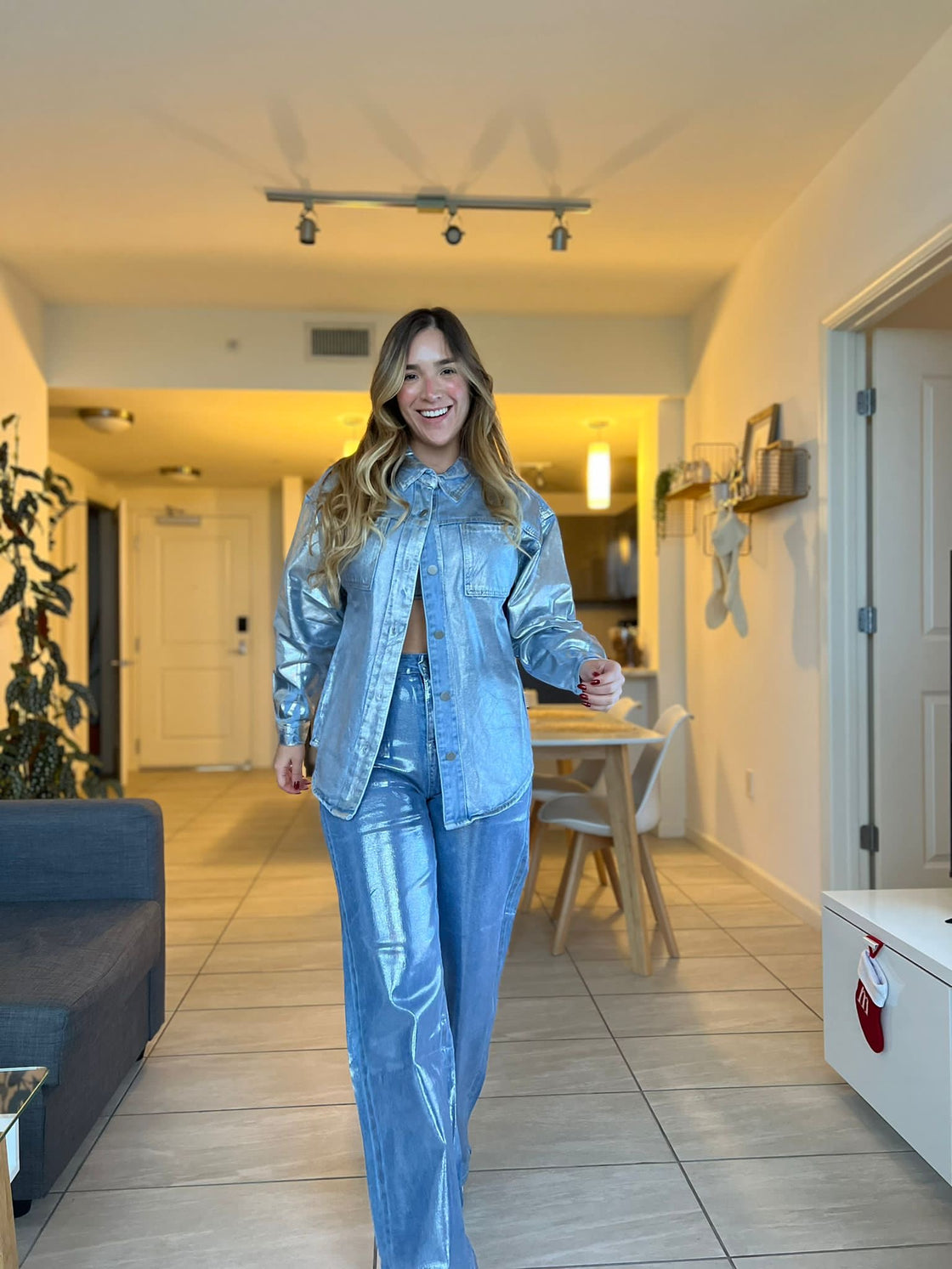 jacket Jean blue foil metalic