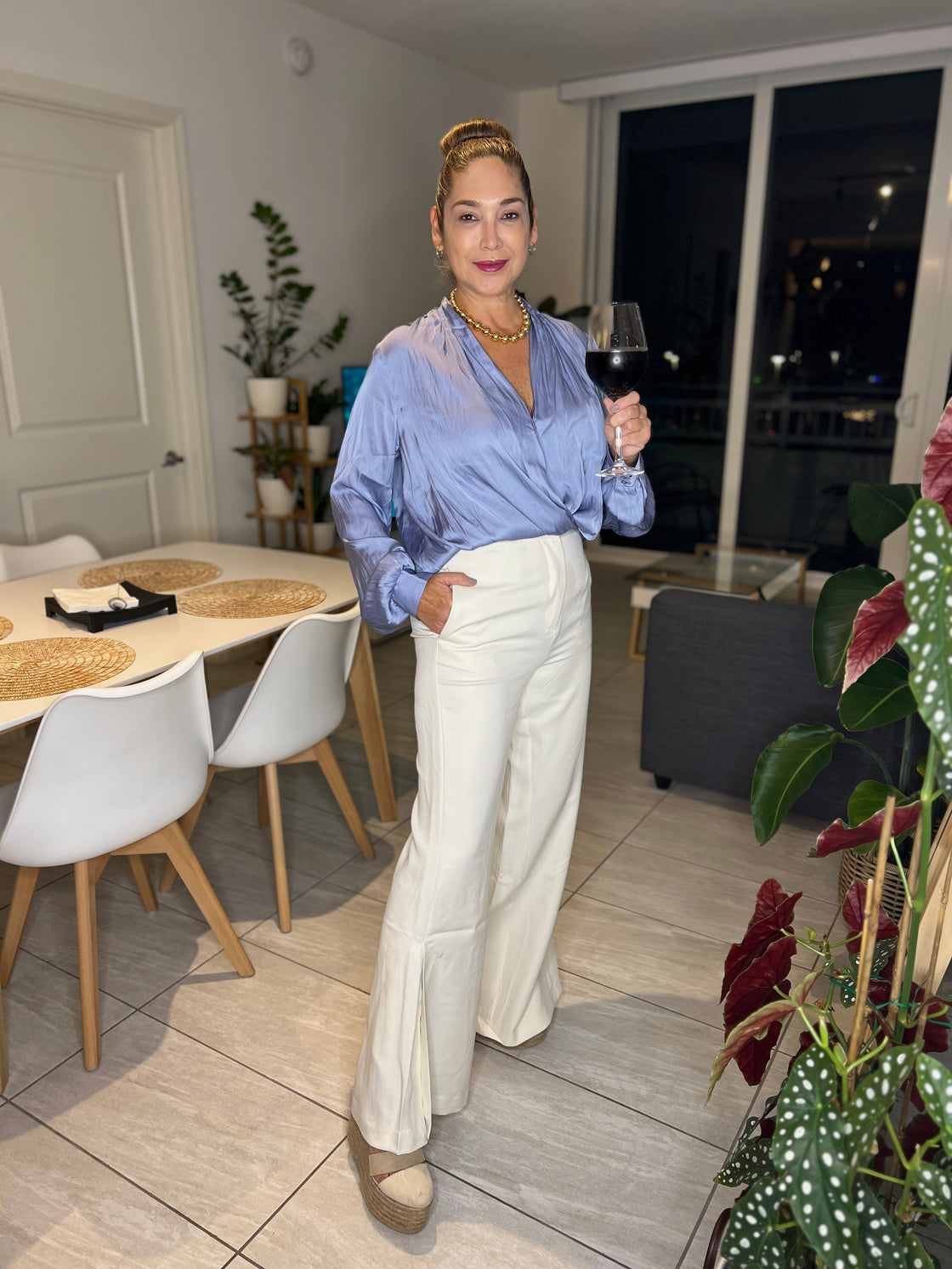 Lilac long sleeved silk shirt