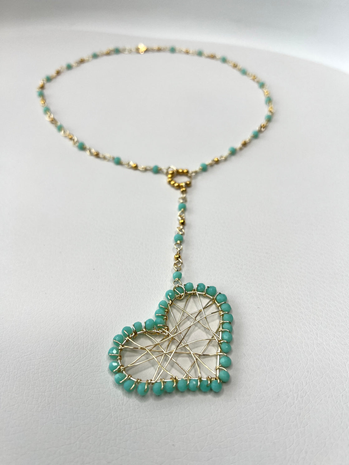 Handmade necklace crystal and gold plated wire