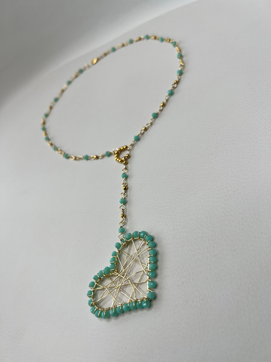 Handmade necklace crystal and gold plated wire