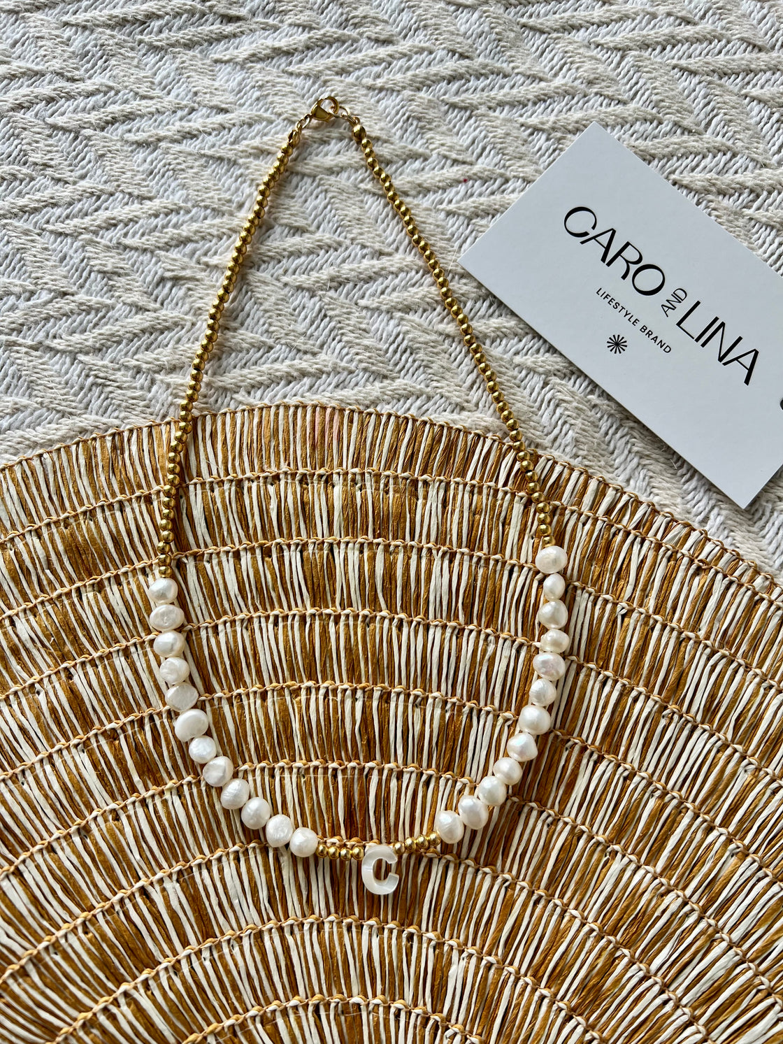 Cultured pearl necklace and personalizado gold plated balinese