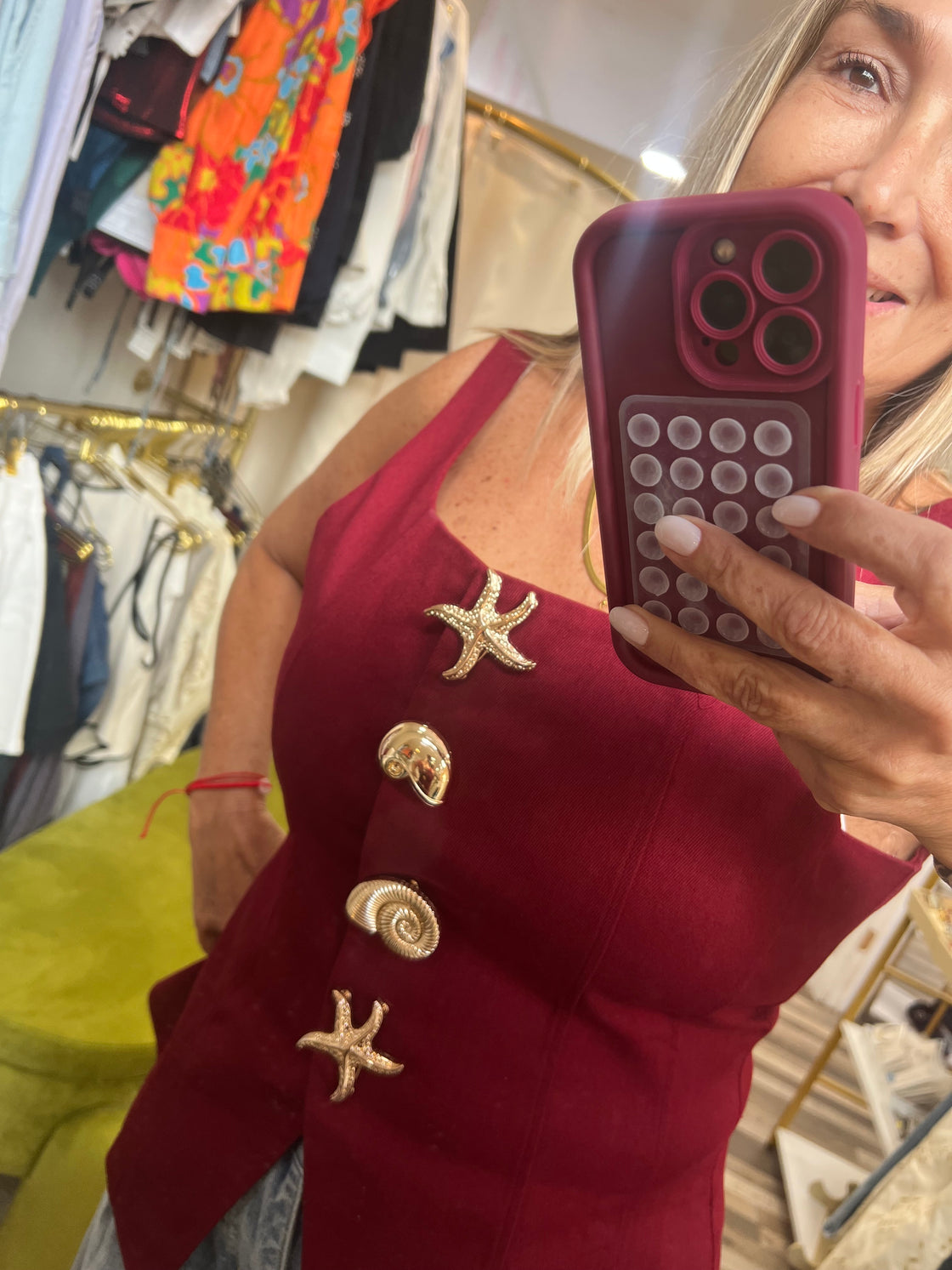 Vest red wine top