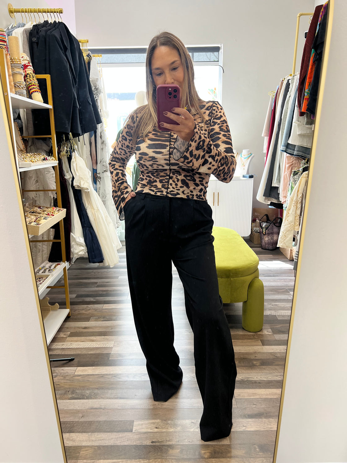 Top animal print mesh top