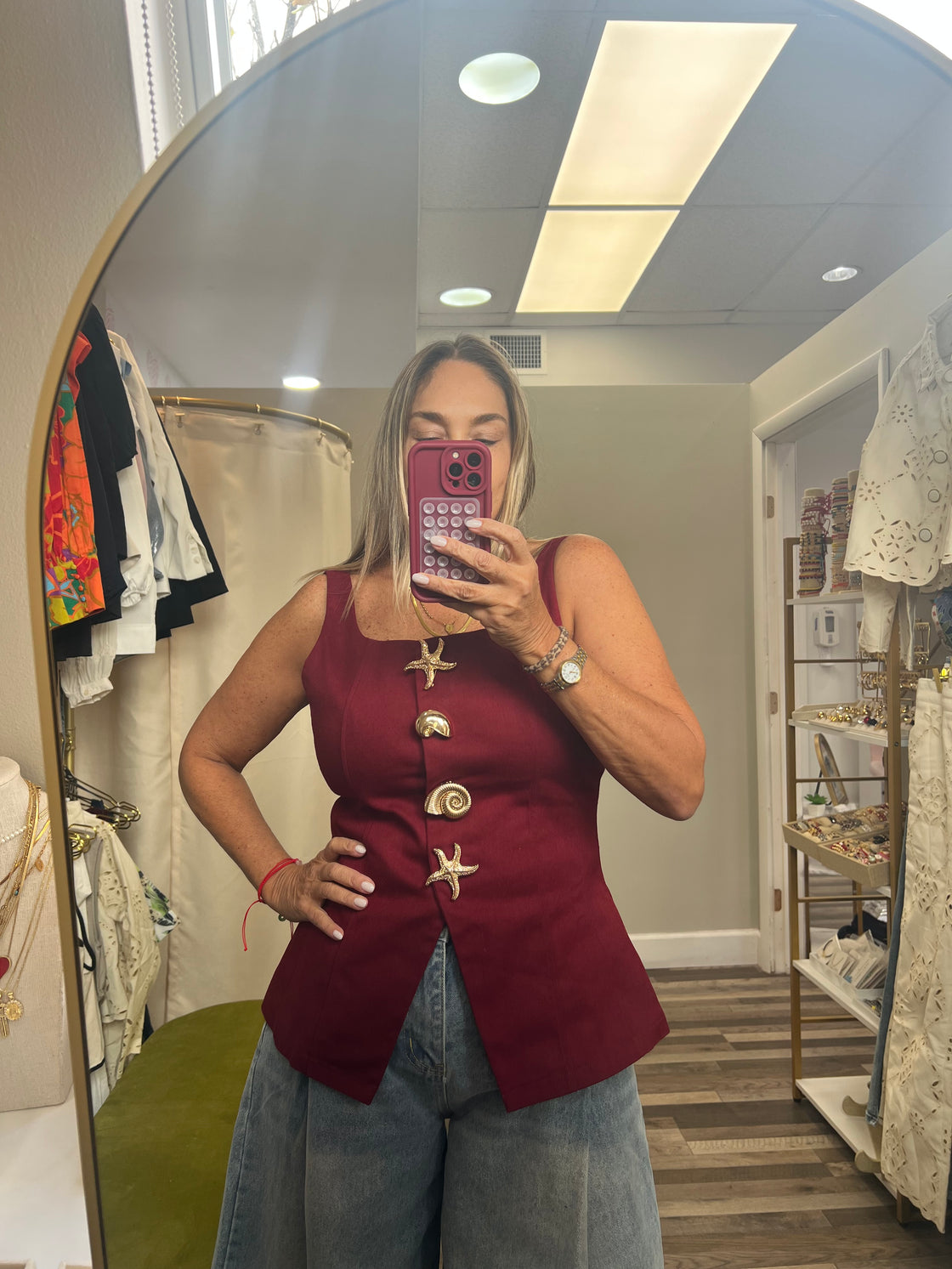 Vest red wine top
