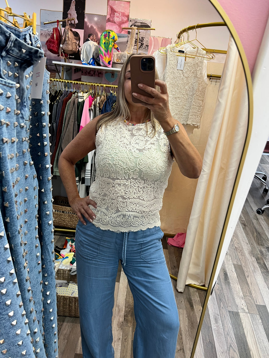 TOP nude torchon top