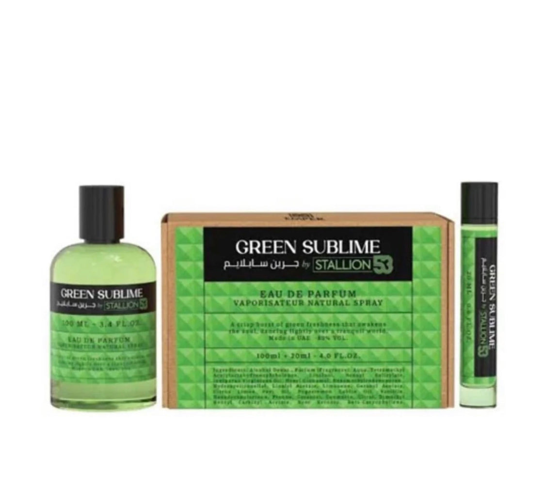 SET GREEN SUBLIME BY STALLION 53 UNISEX (2pc) EDP SP - 100ml (3.4oz) & 20ml (0.68oz) By Emper